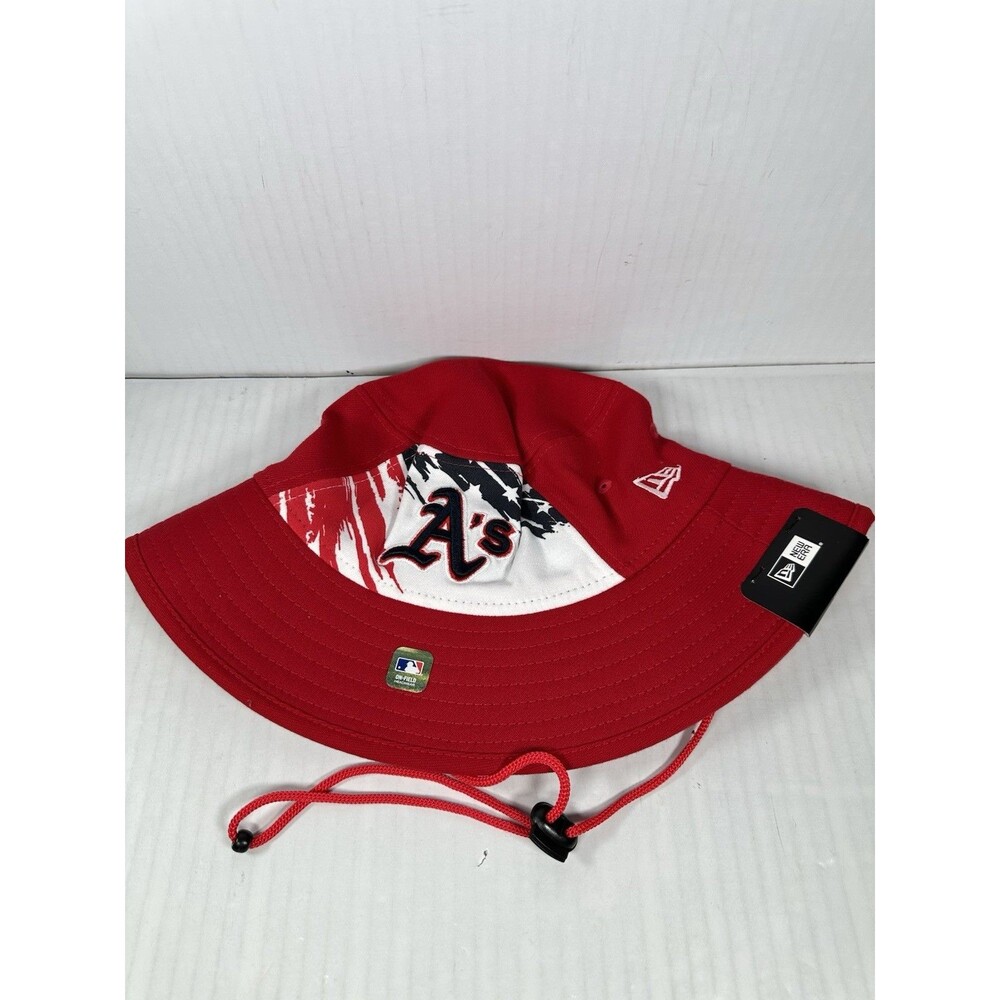 New Era Oakland Athletics 2022 4th of July Bucket Hat Red Men’s OSFM USA NWT